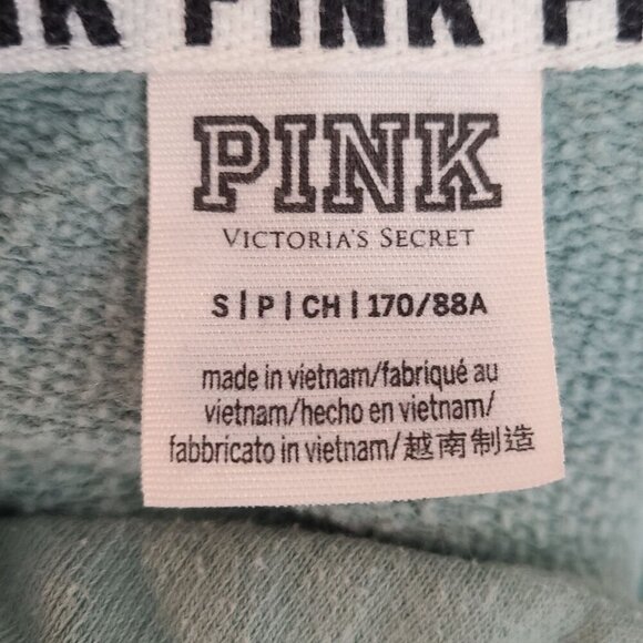 Victoria's Secret PINK Boyfriend Half Zip Mockneck Logo Fleece Sweatshirt Size S - Picture 7 of 8
